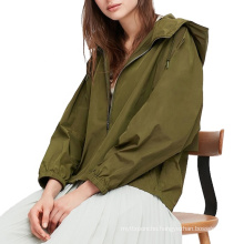 Spring Outdoor Green Oversized Jacket Cropped Womens Windbreaker